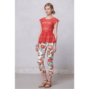 Maeve Vibrant Red Lace Blouse